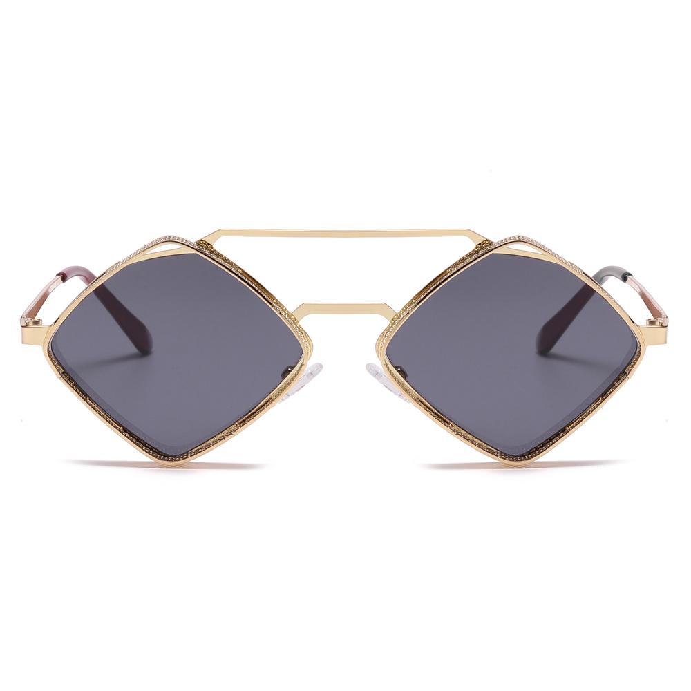 Women Retro Sun Glasses Steampunk Men Metal Hollow Eywear Male Square Sun Glasses Uv400 Brown Orange Rhombus Summer New
