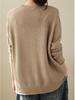 Plus Size Casual Loose Long Sleeve Half High Collar Pure Color Knitted Sweater Women's Winter Thickened Warm Pullover