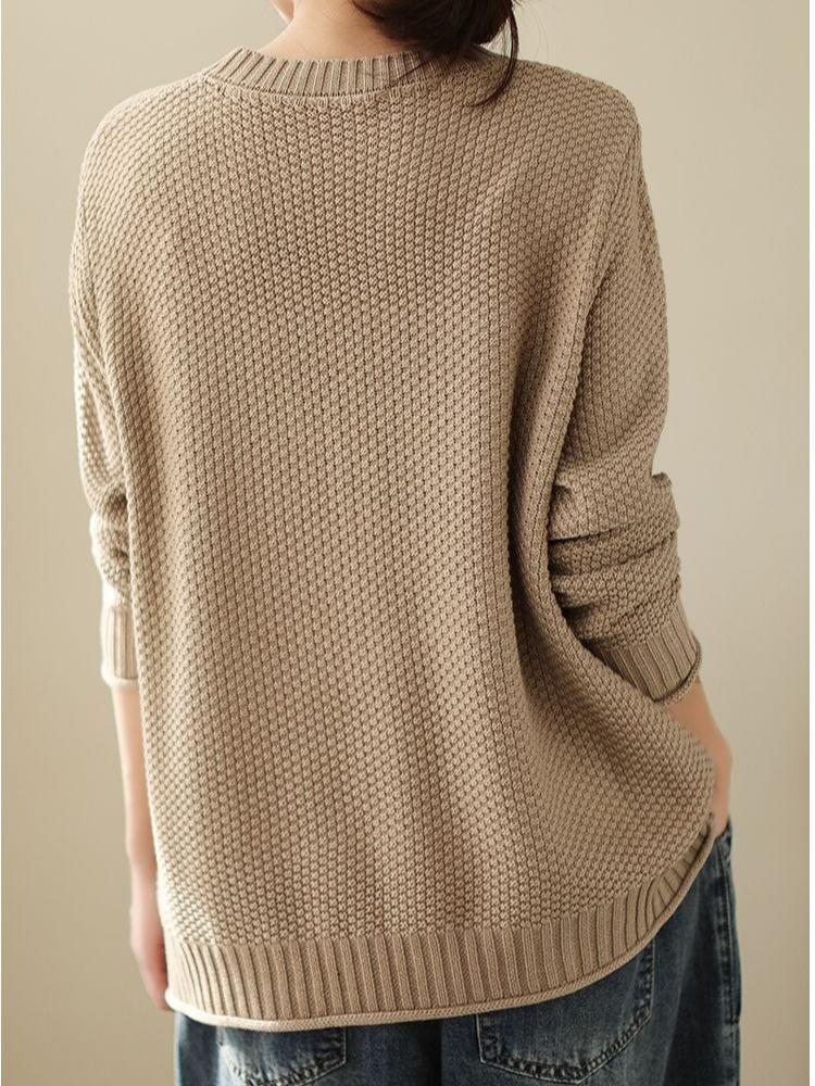 Plus Size Casual Loose Long Sleeve Half High Collar Pure Color Knitted Sweater Women's Winter Thickened Warm Pullover