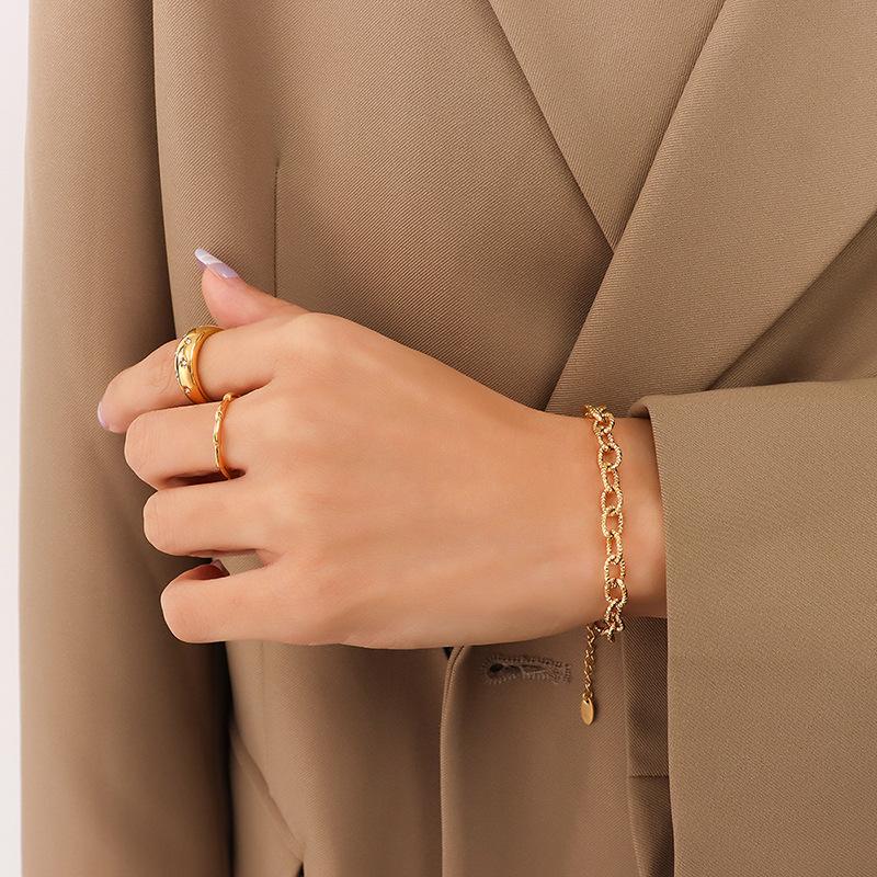 

Niche Fashion гладкий грубый браслет-цепочка из нержавеющей стали позолоченное ожерелье комплект ювелирных изделий