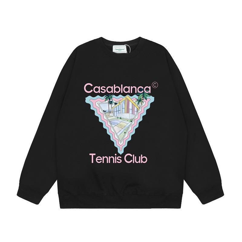 American Trendy Brand Casablanca Crew Neck Sweater Hoodie Men's Couple Ins Autumn and Winter Thickened Long-sleeved Women's T