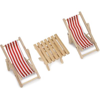 Miniature Beach Chair & Table 3PCS 1:12 Dollhouse Furniture Model Foldable Chairs Folding Beach Sunbath Chair Props Cake DIY Garden Plant Pool Decor