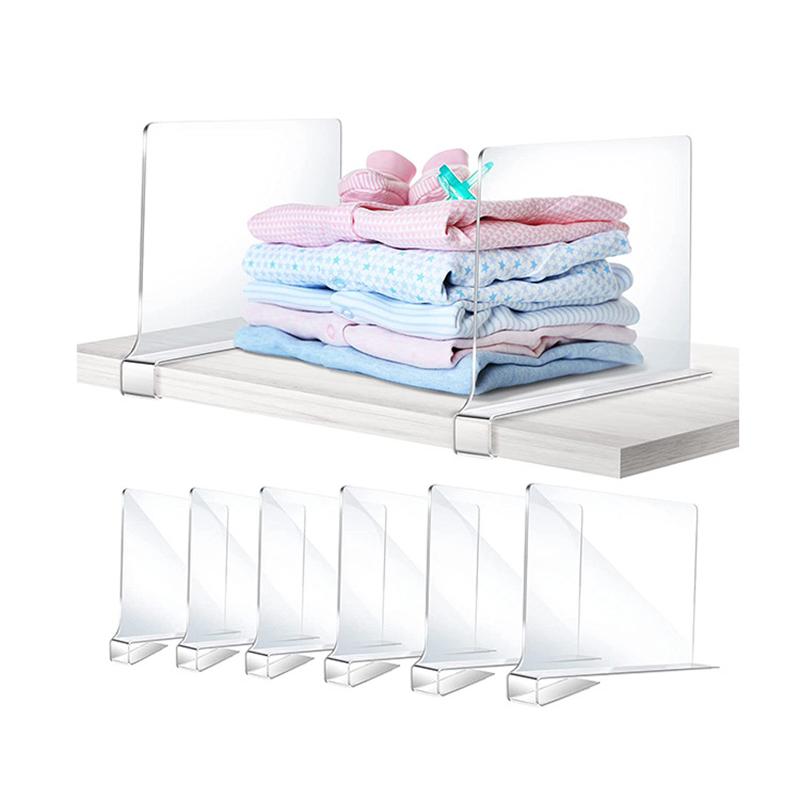 Clear Acrylic Closet Shelf Bookcase Divider Home Use Wardrobe Shelf Bookcase Divider Baffle Commodity Storage