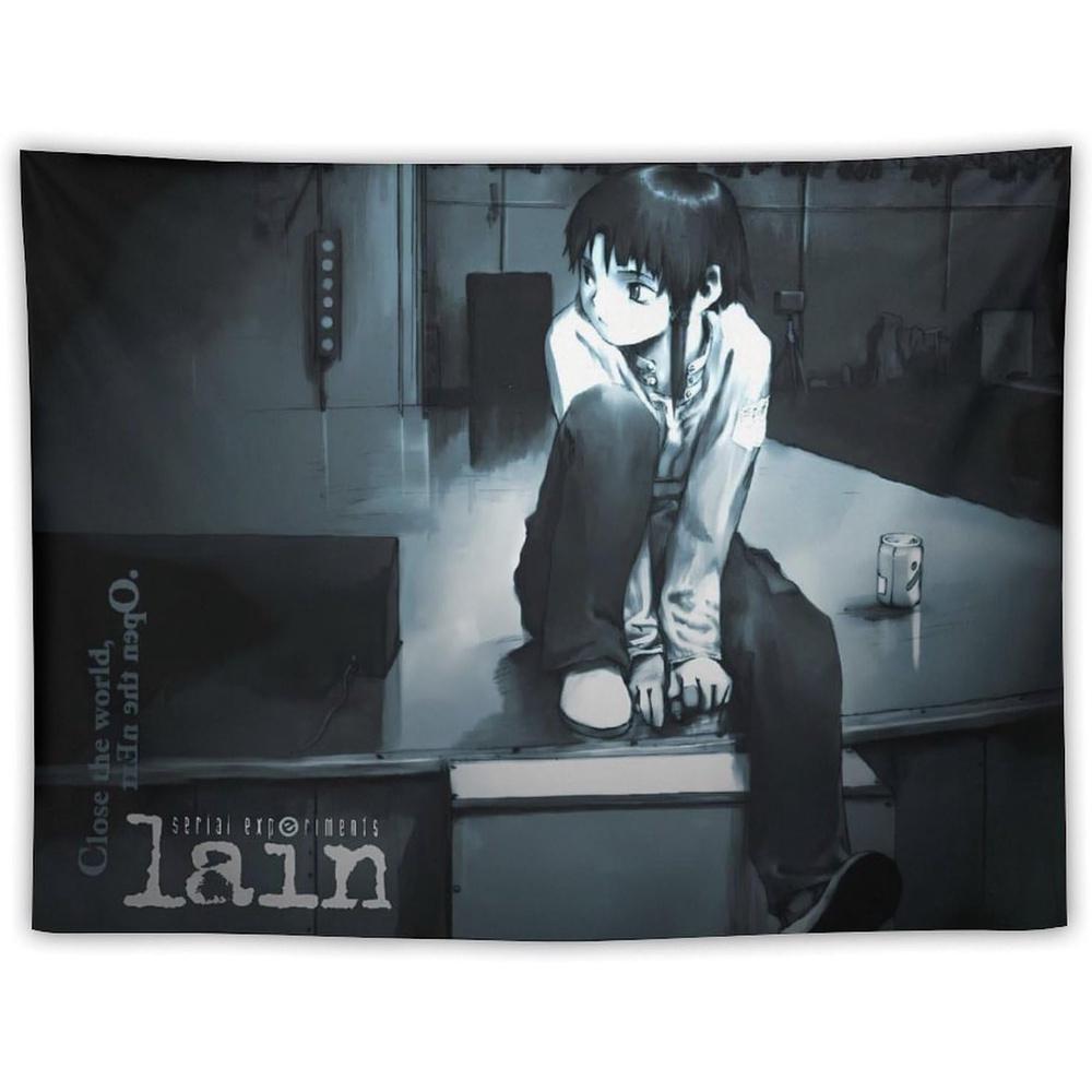 Гобелен Serial Experiments Lain Монохромное аниме Настенное панно для спальни и гостиной Идеальный подарок для фанатов 74x94cm(29x37in)