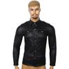 Men Faux Leather Shirts PU Leather Long Sleeve Shirts Men Sexy Fitness Tops Gay Latex Shirts Mens Stage Tops Sexy Party Clubwear