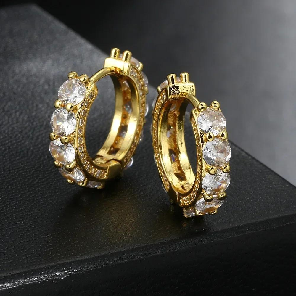 Punk Rock Zircon Cross Small Hoop Earrings New Trendy Tiny Circle Cartilage Ear Buckle Piercing Zircon for Women Men