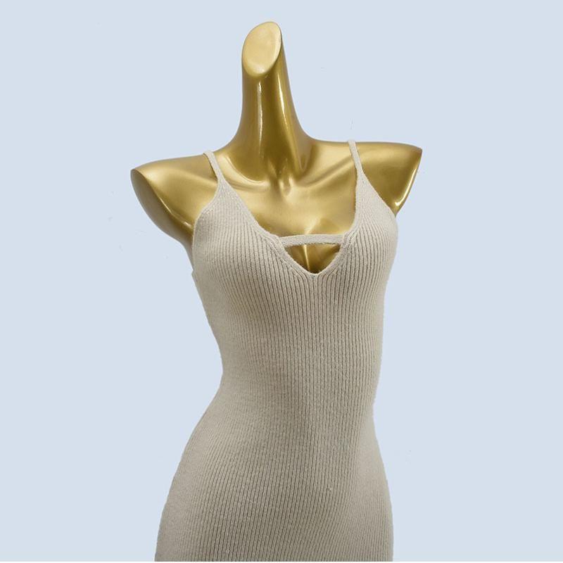 Thick Inner Wear Solid Clavicle Beauty Thin Sling Simple V Original Single Tight Backless Split Knitted Dress