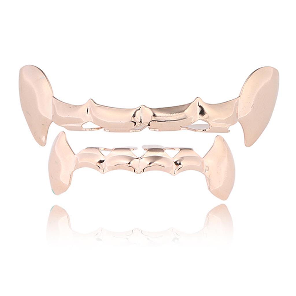 Trendy Halloween Vampire Fang Grillz - Gold Hip Hop Accessories
