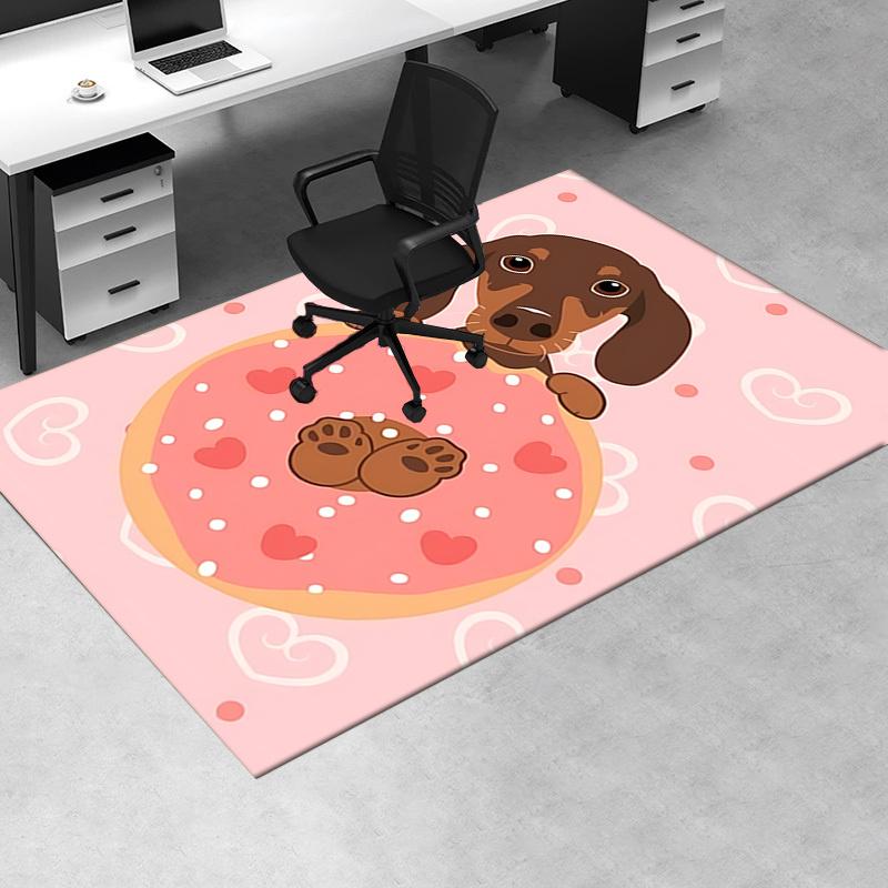 Chair Mat Office Carpet Oversized Pink Donut with Cute Dog Design, Perfect for Home Decor, Sofa Rug, and Office Use As a Gift for Any Room