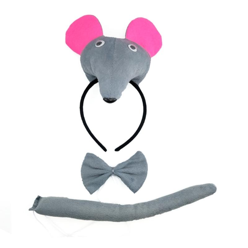 Children Mouse Costume Hairband Bowtie Tail Costume Set CarnivalParty Photoshoots Props Stage Costume School Play Props