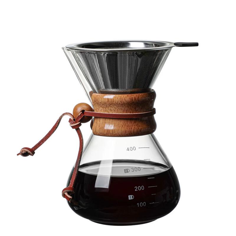 TLXT Wood Chip Glass Coffee Sharing Pot