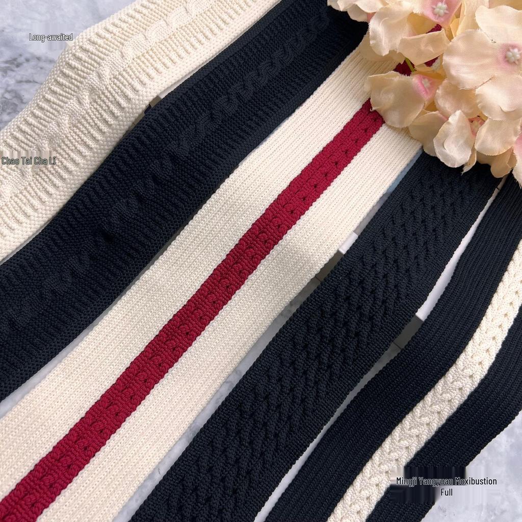 Soft, Elastic Knitted Tape with Widened Stripe for Clothing Accents and Decoration