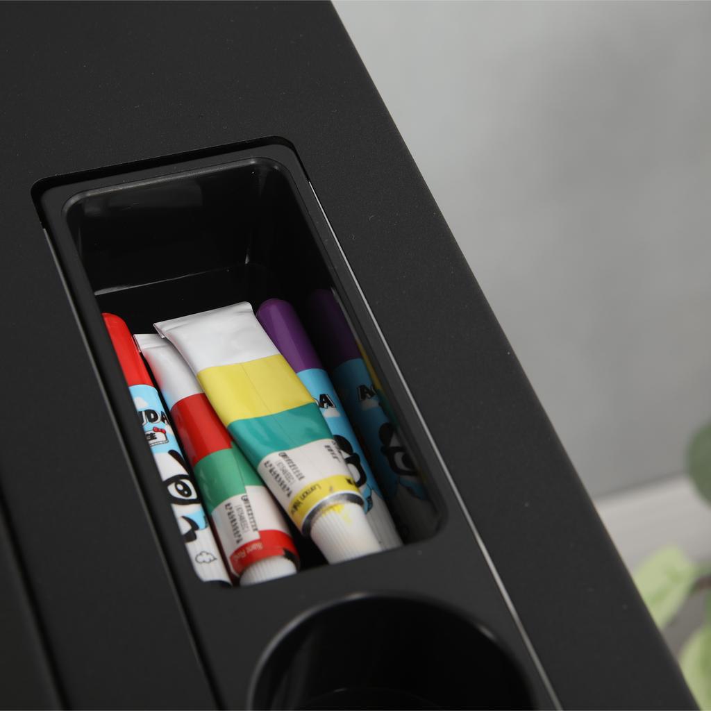 Scrivania tavolo da disegno regolabile con 2 cassetti per ufficio domestico e scuola con sgabello(nero)