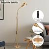 Goldene Stehleuchte mit Dimmer & Timer, Flexibler Schwanenhals, LED-Birne zum Lesen, Nachttisch, Wohnzimmer
