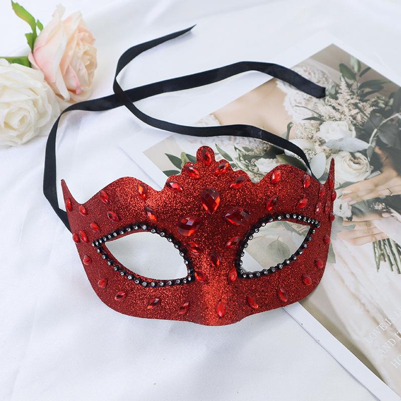 Women's Masquerade Half Face Eye with Gemstones for Party Costume Accessories