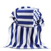 Extra Large Blue & White Stripe Cotton Beach Towel – Thick, Soft Bath Towel with Colorful Stripes