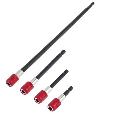 4 Pcs 60-300mm Chrome Vanadium Steel Magnetic Bit Holder Bar, Quick Release 1/4 Hex Adapter for Impact Driver, Screws, Nuts, Drill Bits