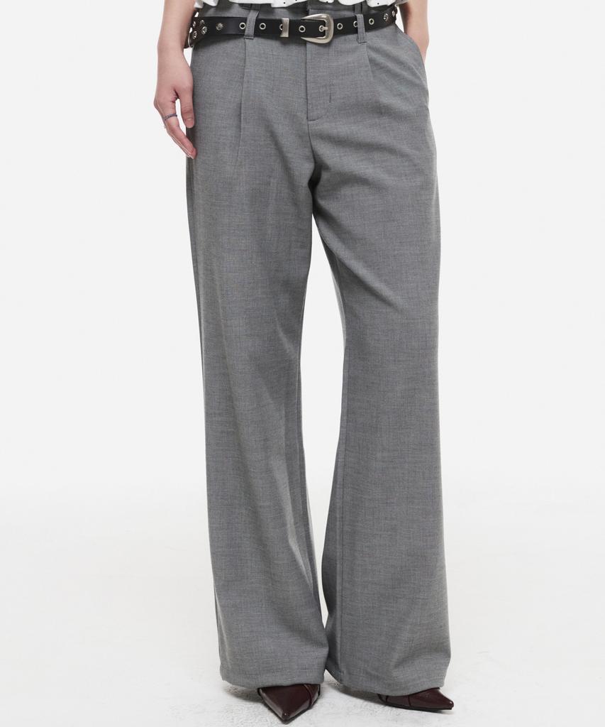 DNSR (W) Wool Double Loop Wide Flare Slacks Grey
