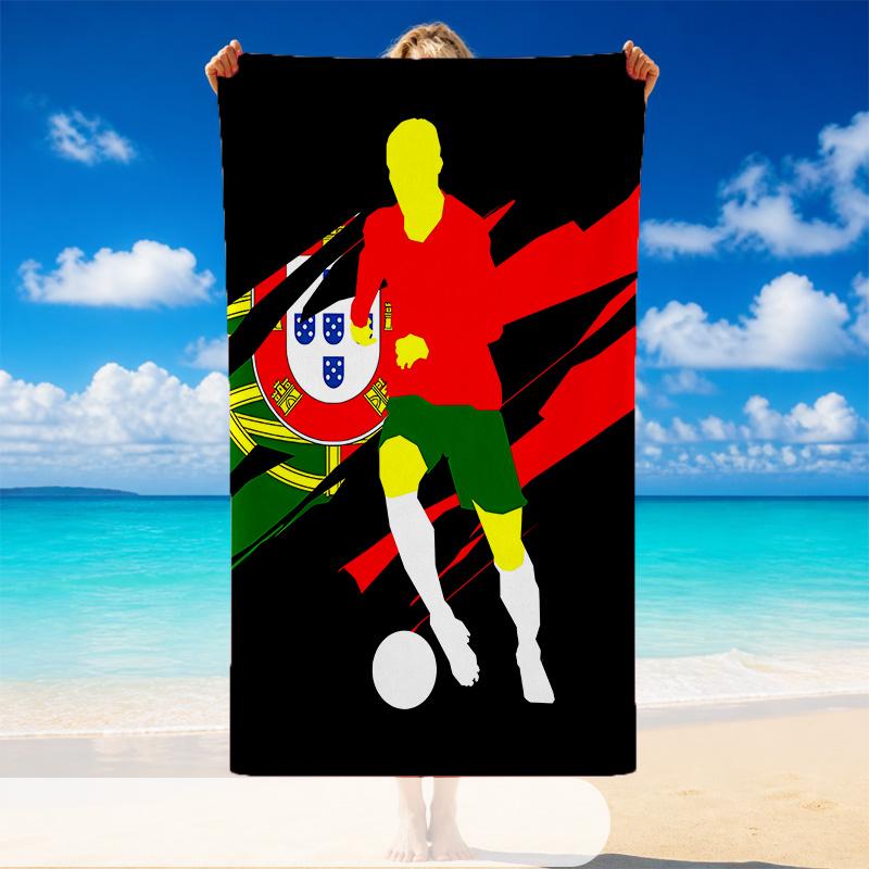 Quick Dry Beach Towel Portugal National Team Pattern, Lightweight Absorbent Towel for Pool Beach Vacation Use