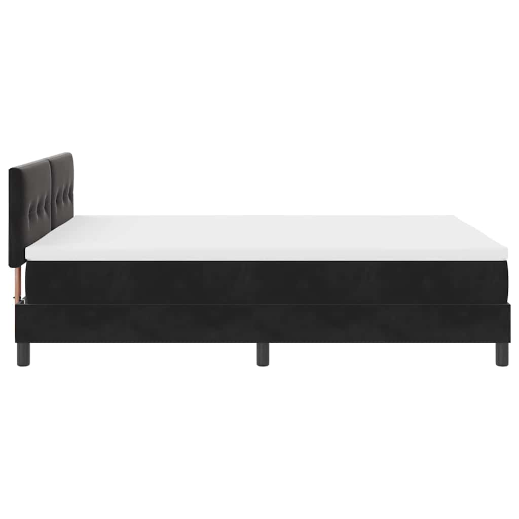 LED Box Spring Bed with Mattress Black 140 x 200 cm Velvet