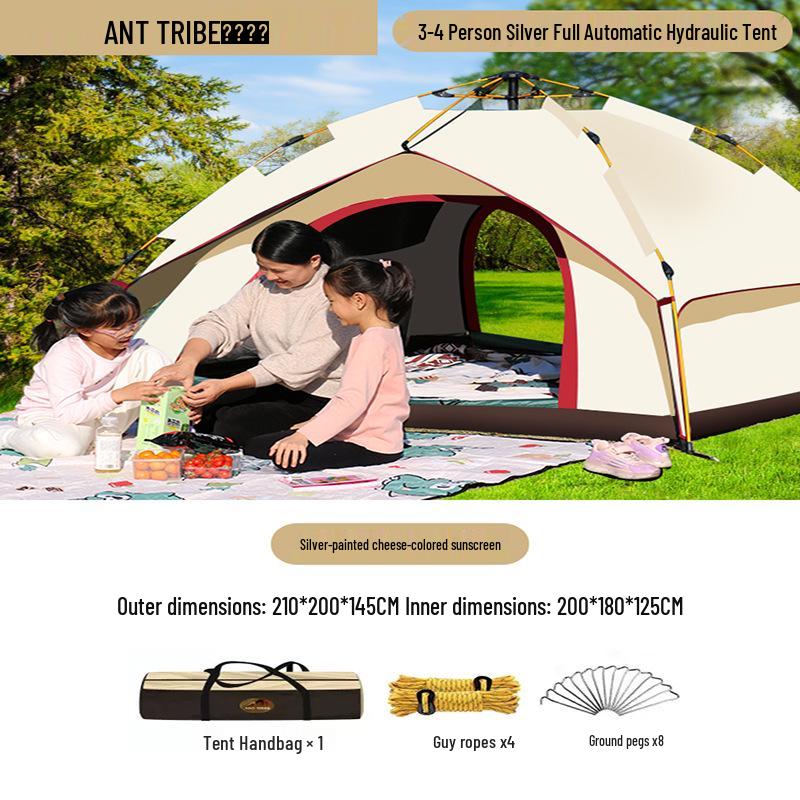 Fully Automatic Quick-Open Double-Layer Tent for 3-4 People - Rainproof and Portable for Camping and Travel 3-4 Person белый/слоновая кость