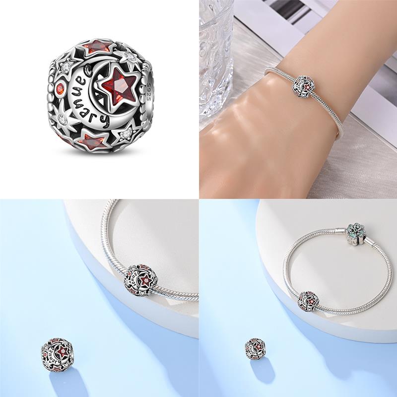 New Copper January-December Birthstone Charms Fitoriginal Bracelets Diy Jewelry Making For Women Gift