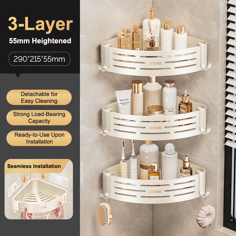 Corner Shower Shelf with Suction Cups 1-Pack Stainless Steel No-Drill Anti-Rust for Easy Bathroom Organization