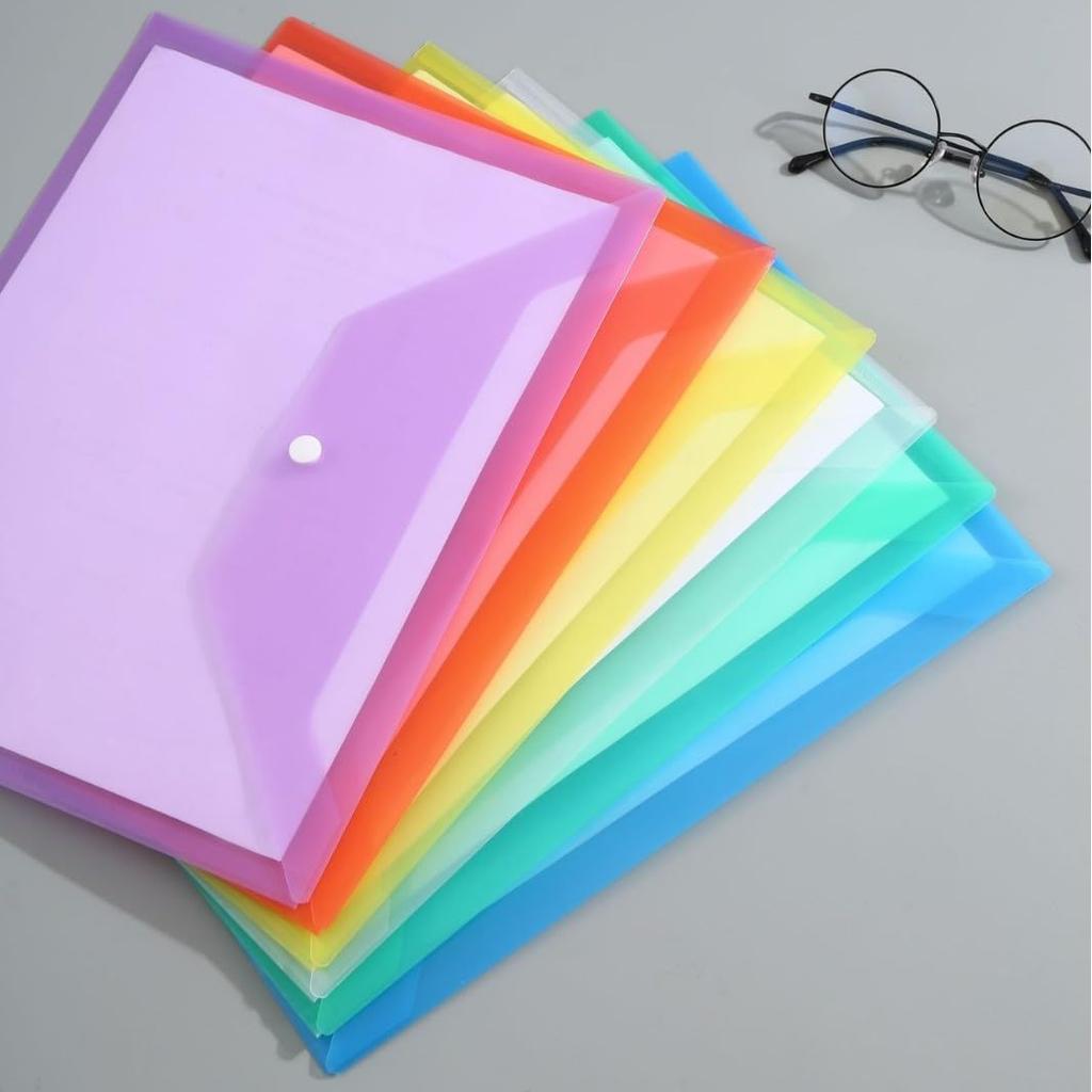 lulubelle Clear Button Set of Color Capybara and Floral Waterproof Convenient for Document Home Storage Stationery of 4 Floral File, A4, Closure,