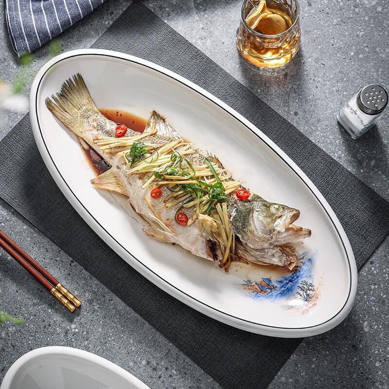 20-inch Oval White Porcelain Steaming Fish & Serving Platter
