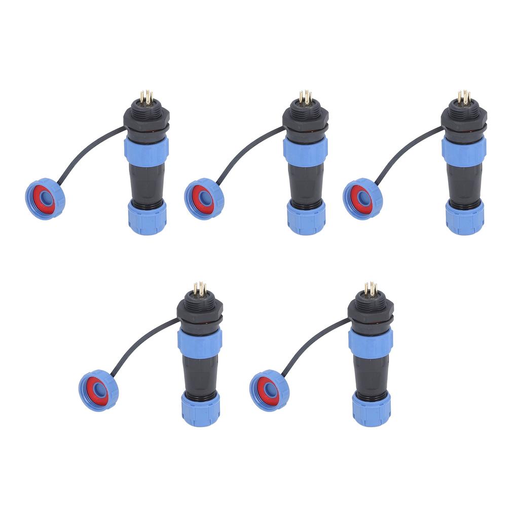 5PCS Industrial Electrical Power Cable Connector 5 Pin IP68 Waterproof Aviation Bulkhead Connector A