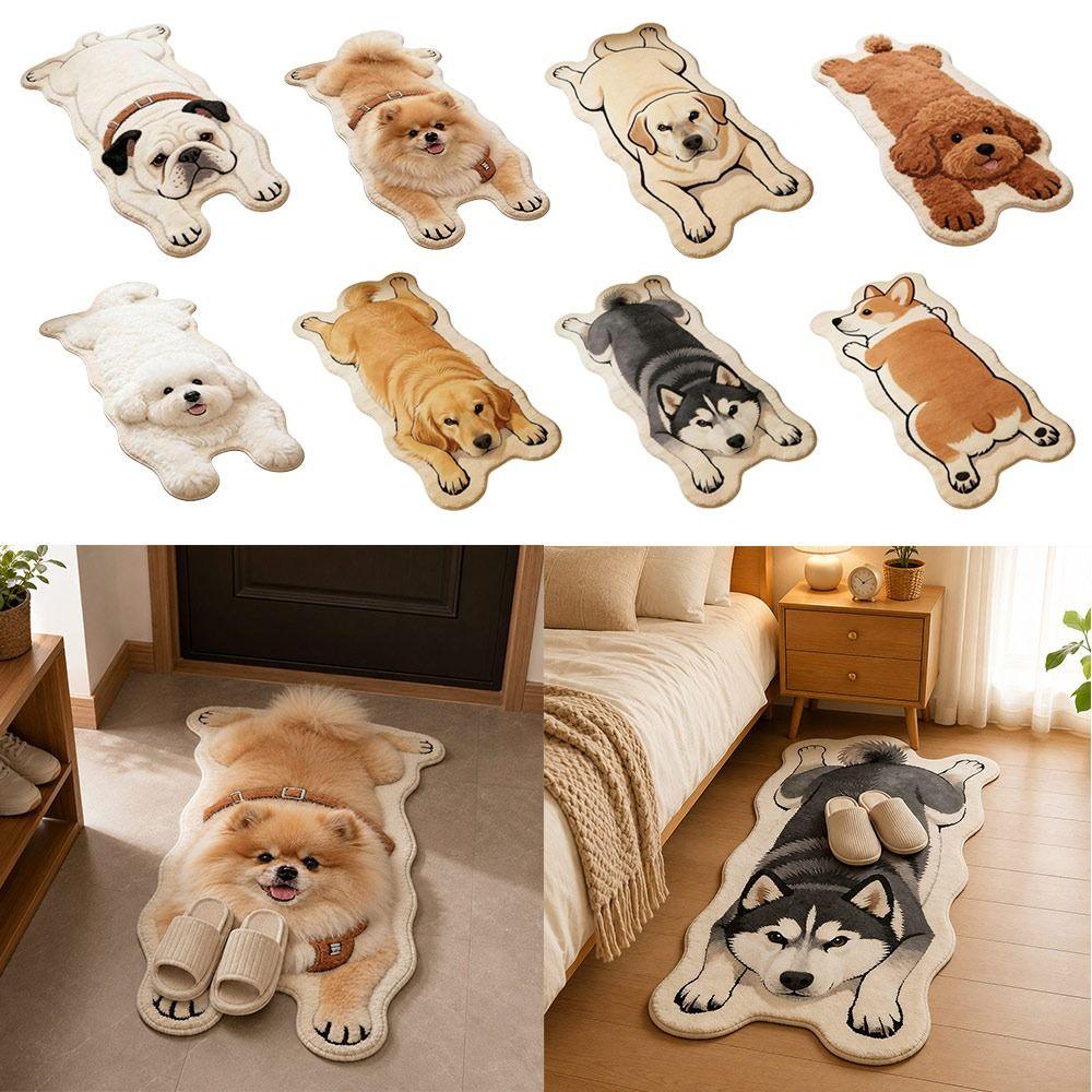 Special-shaped Puppy Print Rug Decorative Carpet Animal Floor Mat Entryway Mat Bedside Floor Decor
