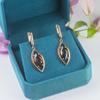 Natural Smoky Quartz Clasp Earrings MQ 14*7mm 925 Sterling Silver Rose Gold Fine Jewelry for Women Birthday Chrismas Gift