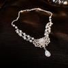 Sparkling Double Layer Necklace Beads Pearl Collarbone Chain Sweet Pearl Rhinestone Necklace  Party