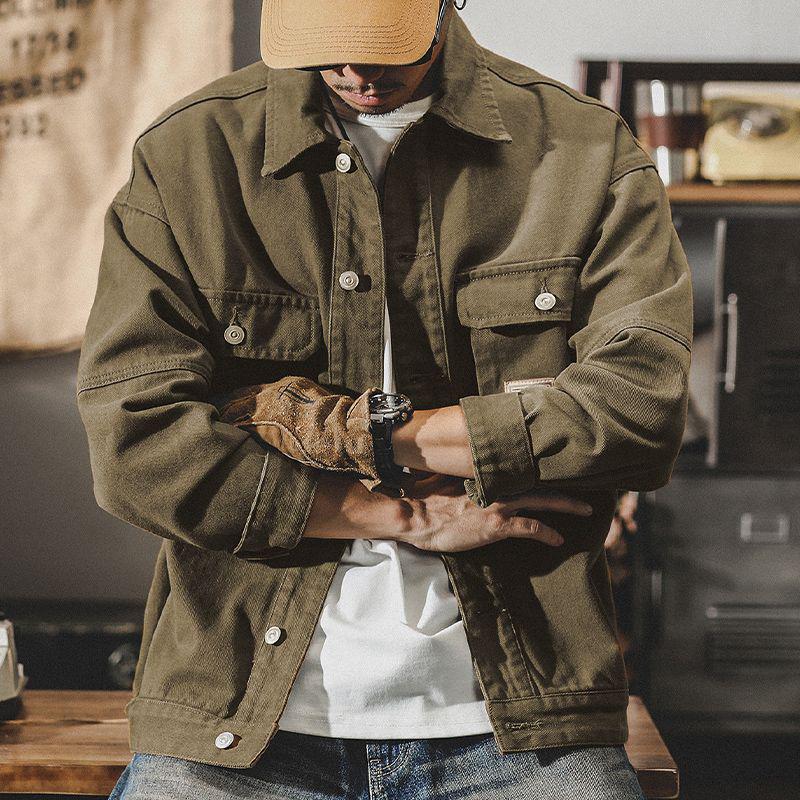 Men's Camouflage Denim Flight Jacket - Loose Korean Style for Spring & Autumn Casual Wear