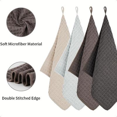 Italian Coffee Machine Towel Bar Waffle Grid Absorbent Cleaning Cloth Milk Tea Machine Shop Absorbent Towel No Hair Loss with Hanging Rope