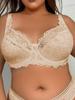 Plus Size Sexy Lace Hollow Out Bra for Women Ultra Thin Solid Color Breathable Bras