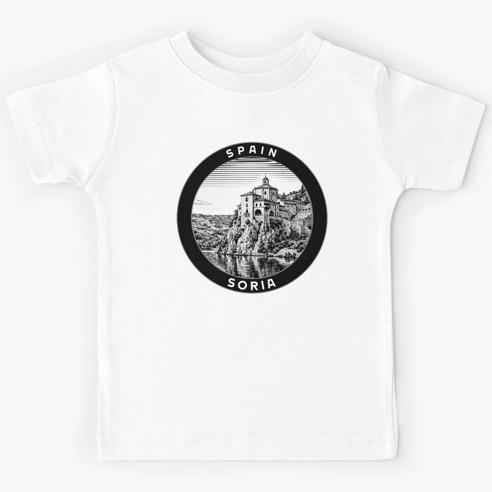 Soria Spain Linocut Style Kids T-Shirt 150