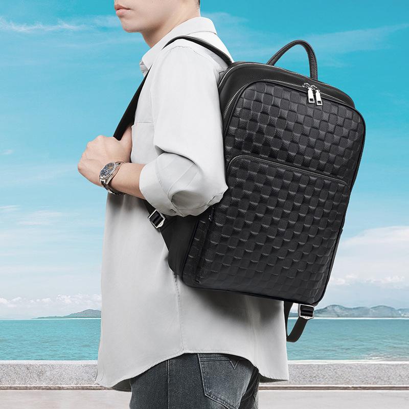 Genuine Leather Large-capacity Men's Travel Backpack Fashionable and Casual Top-grain Cowhide Men's Backpack