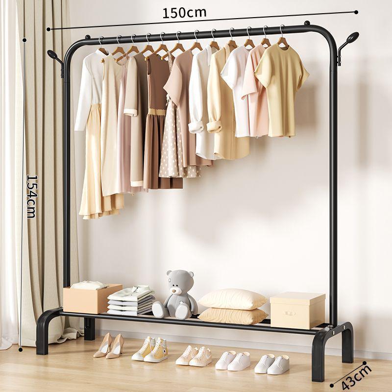 Sturdy Movable Floor-Standing Clothes Rack for Bedroom and Balcony Drying