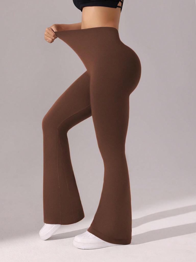 High Waist Deep V Flare Yoga Pants with Tummy Control and High Elasticity for Women