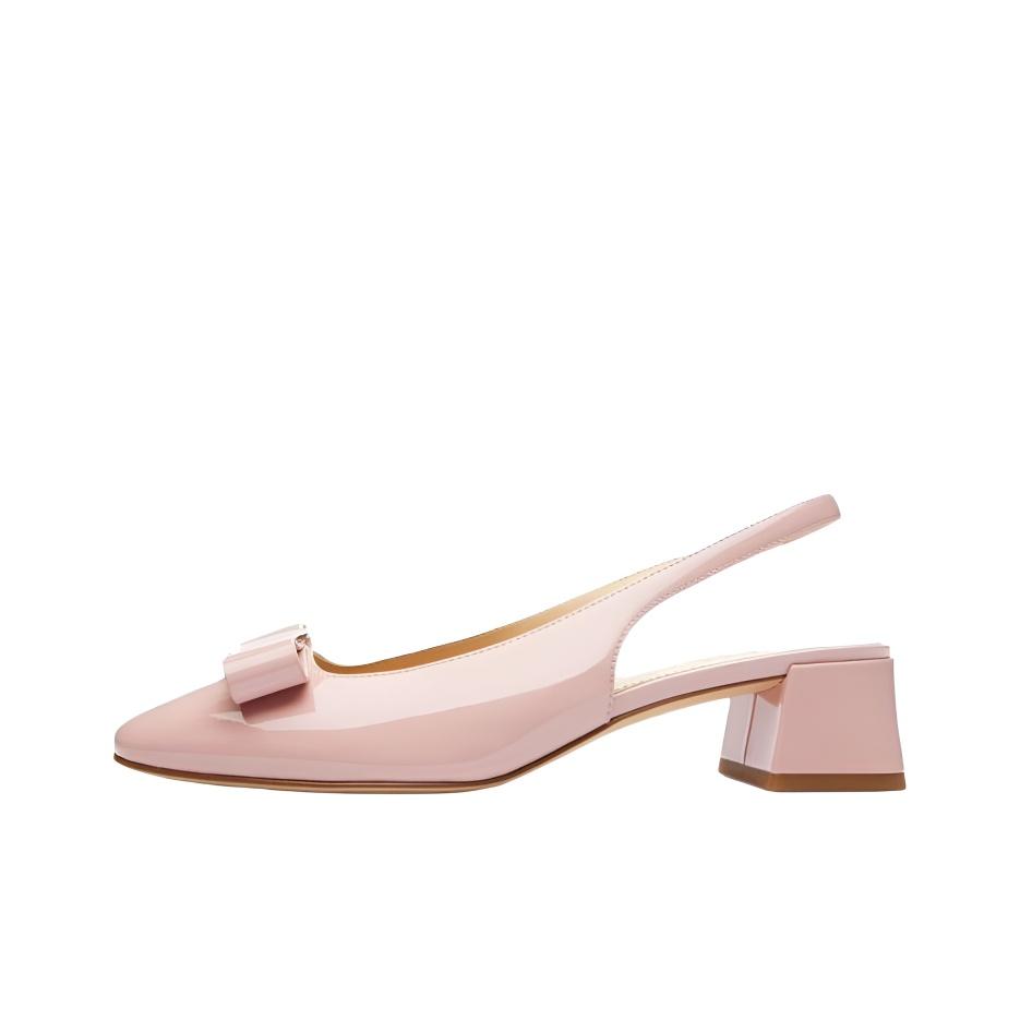 

Coach Туфли-лодочки из лаковой кожи с круглым носком, открытой пяткой, на блочном каблуке 4 см, украшенные бантом, цвета телесно-розовый CBN25-CRR 36.5