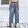Women's Elastic Waist Loose Denim Wide-leg Pants