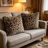 Leopard Print Throw Pillow Cover 45x45 Size Shaggy Pillow Case Faux Fur Pillowcase  Sofa Decor