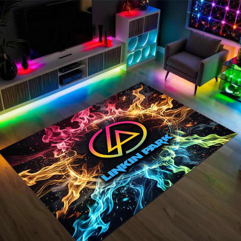 Linkin Park Design Crystal Velvet Carpet Cozy Non?Slip Printed Rug For Bedroom Living Room Entrance
