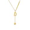 Korean Style Minimalist Titanium Steel Non-Fading Letter Pendant Short Necklace for Women