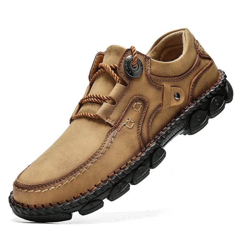 Autumn and winter new retro outdoor casual men's shoes large size 48 sewn small leather shoes men's comfort