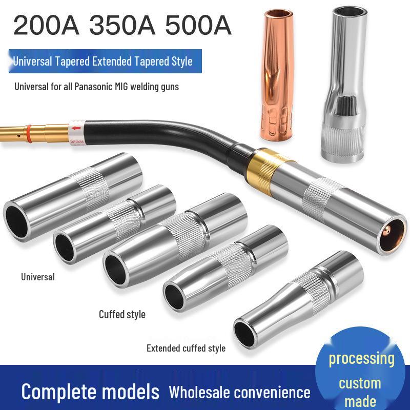 MIG Welding Protective Nozzle & Sleeve Set: 200A-500A Thickened Purple Copper for Gas Shielded Welding