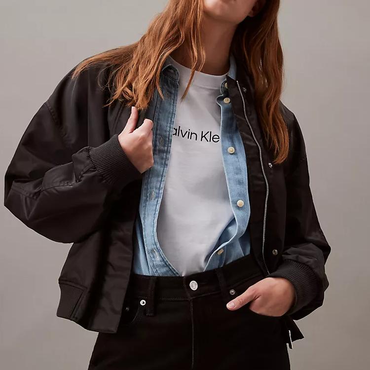 Calvin Klein Loose Letter Minimalist Short Sleeve T-Shirt Women tops Ancient-Water 40WP113-451
