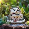 Garden Ornament for Christmas Snowy Cottage Stake, Acrylic Yard Sign, Durable Outdoor Festive Decor Winter Lawn Holiday Decoration Stake