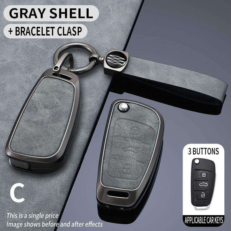 

Чехол для автомобильного ключа из цинкового сплава и кожи для A1 A3 A4 A5 A6 A7 A8 Q3 Q5 Q7 R8 C5 C6 Tt S3 S5 S6 S4 Rs5 Rs6 2003-2015 с откидным пультом дистанционного управления